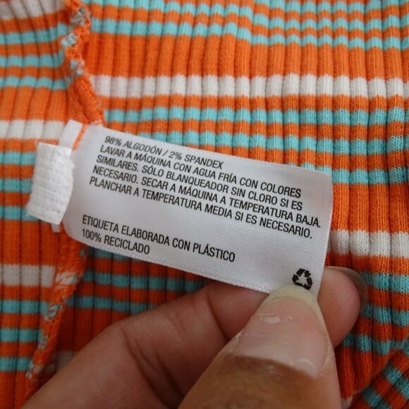 Wild Fable Orange Striped One Shoulder Cutout Thong Bodysuit Women Size XL - Picture 5 of 6